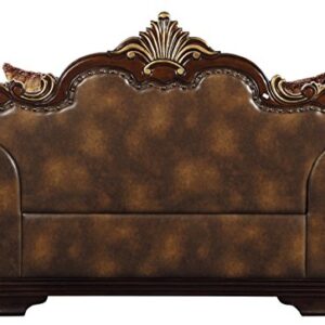 Homelegance Croydon Traditional Two-Tone Love Seat, 65"W, Brown PU Leather