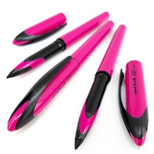 uni-ball air micro - 0.5mm fine rollerball - blue ink - pink barrel - 6 pack