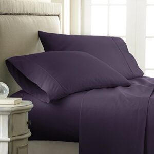 ienjoy home 4 piece embossed sheets set, checkered purple, king