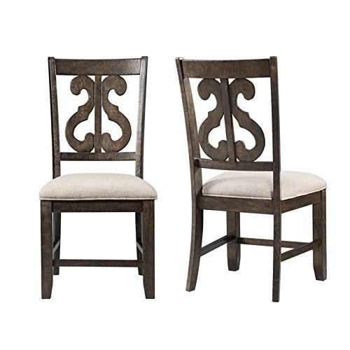 Picket House Stanford Wooden Swirl Back Side Chair Set Transitional/Smokey Walnut/20/42