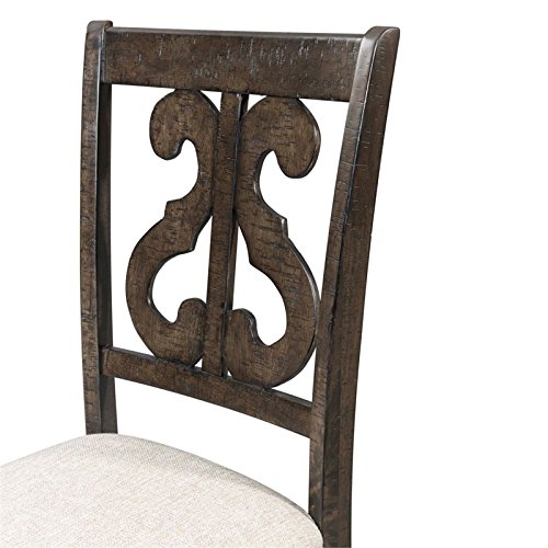 Picket House Stanford Wooden Swirl Back Side Chair Set Transitional/Smokey Walnut/20/42