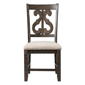 Picket House Stanford Wooden Swirl Back Side Chair Set Transitional/Smokey Walnut/20/42