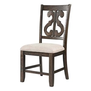 Picket House Stanford Wooden Swirl Back Side Chair Set Transitional/Smokey Walnut/20/42