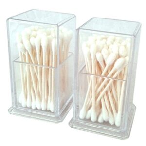 Nesha Design Components Clear Acrylic Cotton Swab Holder Cotton Pad Container Q-tip Case (2-Pack)