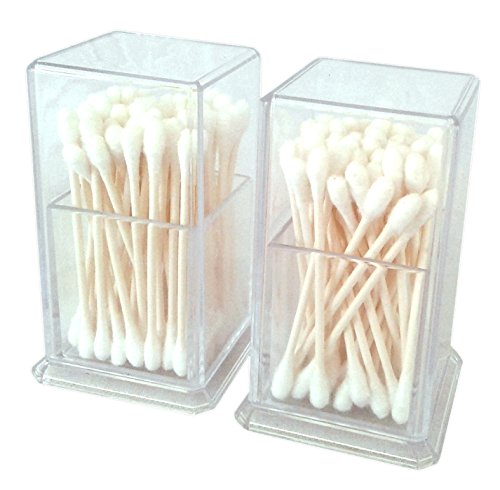 Nesha Design Components Clear Acrylic Cotton Swab Holder Cotton Pad Container Q-tip Case (2-Pack)