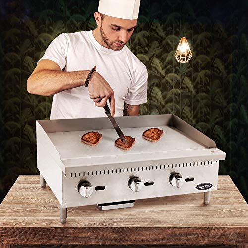 Cook Rite ATMG-36 Commercial Griddle Heavy Duty Manual Flat Top Restaurant Griddle Stainless Steel Portable Grill Natural Gas 36" Countertop - 90,000 BTU