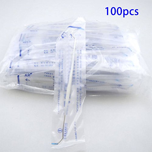 100pcs Sterilized Disposable Dental Probe Double Ends Explorer Plastic Handle Dental Mouth Examination Probe