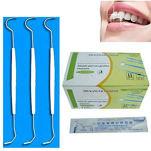 100pcs Sterilized Disposable Dental Probe Double Ends Explorer Plastic Handle Dental Mouth Examination Probe