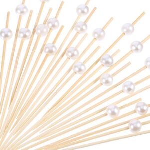 blulu 200 pack cocktail picks for appetizers 4.7 inch fruit sticks pearl fancy bamboo toothpicks for party birthday wedding supplies