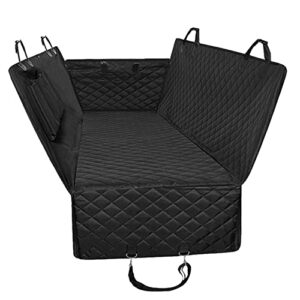 honest luxury quilted dog car seat covers with side flap pet backseat cover for cars, trucks, and suv's - waterproof & nonslip diamond pattern dog seat cover black large (57''wx60''l)