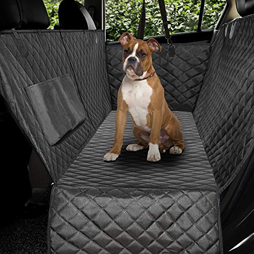 Honest Luxury Quilted Dog Car Seat Covers with Side Flap Pet Backseat Cover for Cars, Trucks, and Suv's - Waterproof & Nonslip Diamond Pattern Dog Seat Cover Black Large (57''Wx60''L)