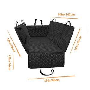 Honest Luxury Quilted Dog Car Seat Covers with Side Flap Pet Backseat Cover for Cars, Trucks, and Suv's - Waterproof & Nonslip Diamond Pattern Dog Seat Cover Black Large (57''Wx60''L)