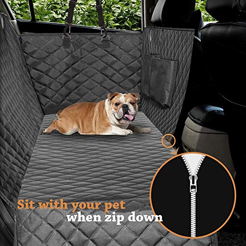 Honest Luxury Quilted Dog Car Seat Covers with Side Flap Pet Backseat Cover for Cars, Trucks, and Suv's - Waterproof & Nonslip Diamond Pattern Dog Seat Cover Black Large (57''Wx60''L)