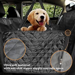 Honest Luxury Quilted Dog Car Seat Covers with Side Flap Pet Backseat Cover for Cars, Trucks, and Suv's - Waterproof & Nonslip Diamond Pattern Dog Seat Cover Black Large (57''Wx60''L)