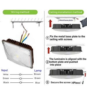 CYLED 100W LED Canopy Light Industrial Waterproof Outdoor High Bay Balcony Car Park Lane Gas Station Ceiling Light Equivalent 250W HID/HPS 6500 Lm 6000K DLC Qualified