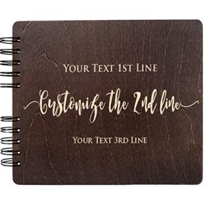 wooden rustic guest book 11" x 8.5" : made in usa (customize inside pages, front cover custom engraved)