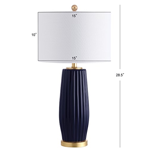 JONATHAN Y JYL5045A Roman 28.5" Ceramic LED Table Lamp Glam Contemporary Bedside Desk Nightstand Lamp for Bedroom Living Room Office College Bookcase LED Bulb Included, Navy