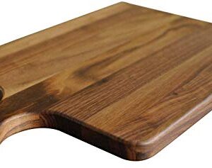 Made in USA Walnut Cutting Board by Virginia Boys Kitchens - Butcher Block made from Sustainable Hardwood (Handle - 10x16)