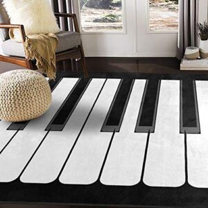 alaza music piano keys black white area rug rugs for living room bedroom 7' x 5'