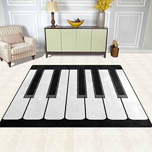 ALAZA Music Piano Keys Black White Area Rug Rugs for Living Room Bedroom 7' x 5'