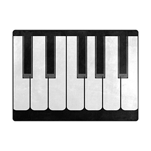 ALAZA Music Piano Keys Black White Area Rug Rugs for Living Room Bedroom 7' x 5'