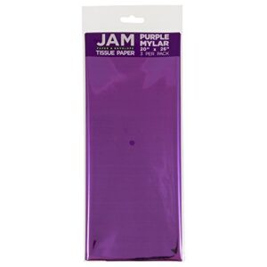 jam paper tissue paper - purple mylar - 3 sheets/pack