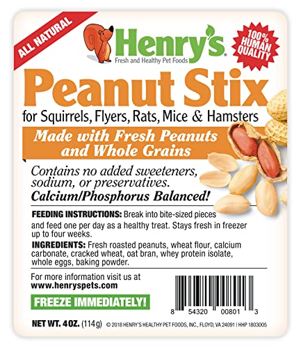 Henry's Peanut Stix - The Only Hamster and Squirrel Treat Baked Fresh to Order, 4 Ounces