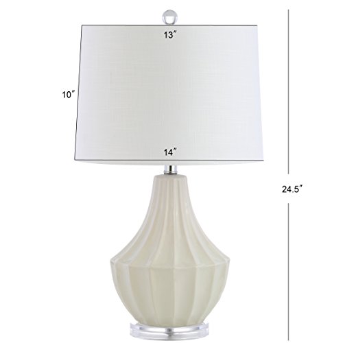 JONATHAN Y JYL8018C Tate 24.5" Ceramic LED Table Lamp Contemporary Transitional Bedside Desk Nightstand Lamp for Bedroom Living Room Office College Bookcase LED Bulb Included, Cream