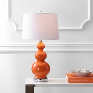 JONATHAN Y JYL4023A Bowen 27.5" Ceramic LED Table Lamp Contemporary Transitional Bedside Desk Nightstand Lamp for Bedroom Living Room Office College Bookcase LED Bulb Included, Coral