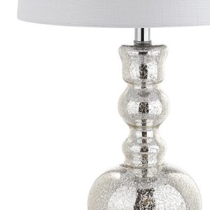 JONATHAN Y JYL1061D-SET2 Set of 2 Table Lamps Genie 28.5" Glass LED Table Lamp Contemporary Transitional Bedside Desk Nightstand Lamp for Bedroom Living Room Office College Bookcase, Mercury Silver