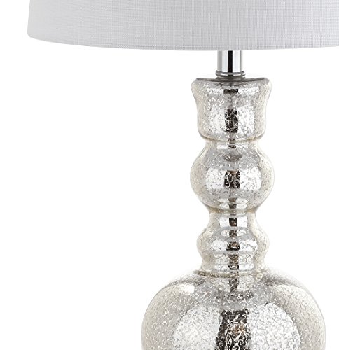 JONATHAN Y JYL1061D-SET2 Set of 2 Table Lamps Genie 28.5" Glass LED Table Lamp Contemporary Transitional Bedside Desk Nightstand Lamp for Bedroom Living Room Office College Bookcase, Mercury Silver