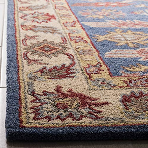 SAFAVIEH Antiquity Collection Area Rug - 6' x 9', Blue & Red, Handmade Traditional Oriental Wool, Ideal for High Traffic Areas in Living Room, Bedroom (AT506M)