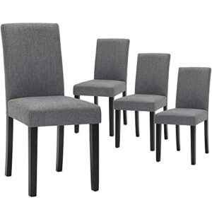 lssbought set of 4 classic fabric dining chairs dining room chair with solid wood legs, grey