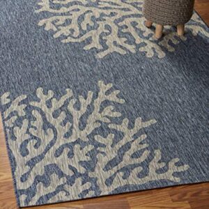 LR Home Captiva Belize Reef Indoor/Outdoor Area Rug, 5' x 7', Navy/Gray