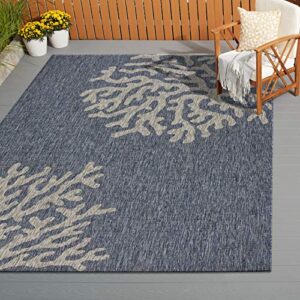 LR Home Captiva Belize Reef Indoor/Outdoor Area Rug, 5' x 7', Navy/Gray