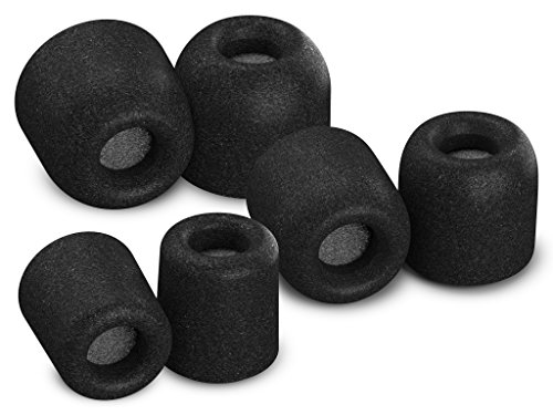 Comply Isolation Plus Memory Foam Earbuds Tips for Sennheiser Momentum/HD 1,IE 800 S,CX 3.00,5.00,6.00BT & 7.00BT with Noise Reduction, WaxGuard, and Secure Fit (Assorted, 3 Pair), Black (19-30204-11)