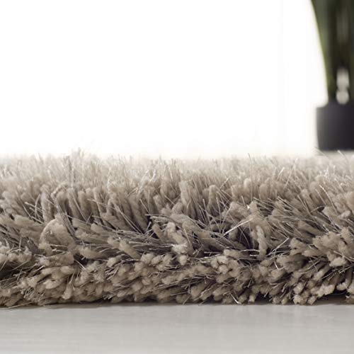 Safavieh Atlantic Shag Collection 8' x 10' Silver ATG101G Handmade Solid 1.2-inch Thick Area Rug