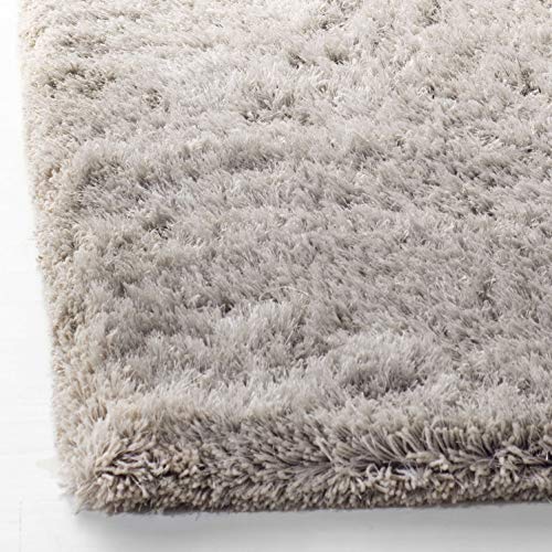 Safavieh Atlantic Shag Collection 8' x 10' Silver ATG101G Handmade Solid 1.2-inch Thick Area Rug