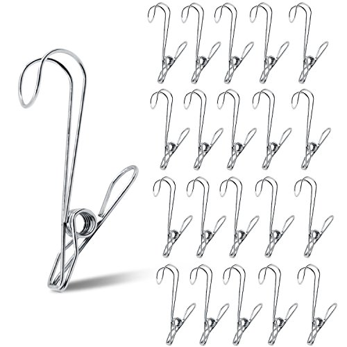 20 Pack Laundry Hooks Clothes Pins Hanging Clips Metal Baby Delicate Item Hanger Rack Office Home Travel Portable