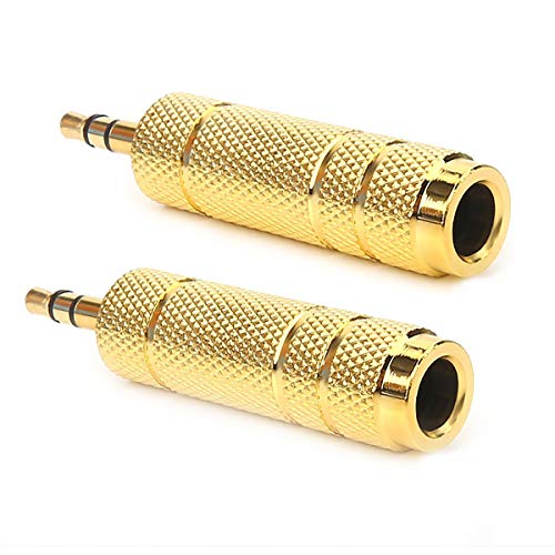 Wakaka 2 Pack 3.5mm Male Plug to 6.5mm Female Jack Audio Stereo Headphone Adaptor Converter Microphone Audio with 24K Gold Plated