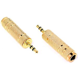 Wakaka 2 Pack 3.5mm Male Plug to 6.5mm Female Jack Audio Stereo Headphone Adaptor Converter Microphone Audio with 24K Gold Plated