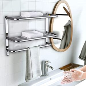 24 Inch Bathroom Shelf 3-Tier Wall Mounting Rack with Towel Bars