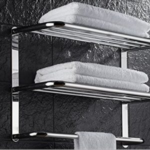 24 Inch Bathroom Shelf 3-Tier Wall Mounting Rack with Towel Bars