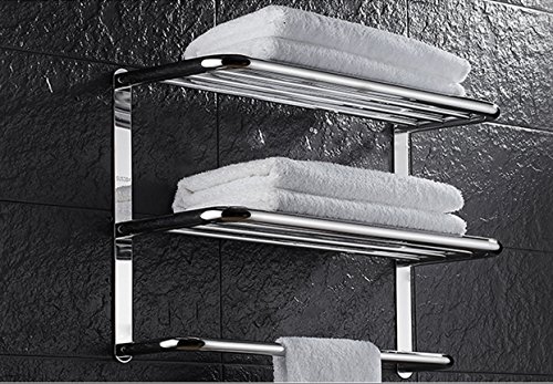 24 Inch Bathroom Shelf 3-Tier Wall Mounting Rack with Towel Bars