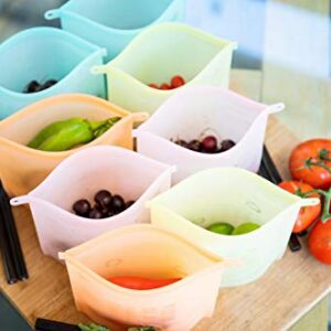 Reusable Silicone Food-Storage Cooking Bags - Airtight Zip Seal Colored Containers Keep Food Hot or Cold - Baby Food Prep or Sous Vide - (2L 4M bags)…