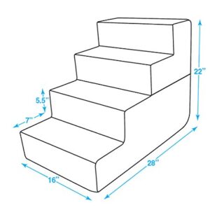 Best Pet Supplies Foldable Foam Pet Steps for Small Dogs and Cats, Portable Ramp Stairs for Couch, Sofa, and High Bed Climbing, Non-Slip Balanced Indoor Step Support, Paw Safe - Gray Lattice, 4-Step (H: 22")