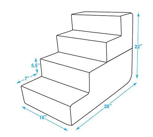 Best Pet Supplies Foldable Foam Pet Steps for Small Dogs and Cats, Portable Ramp Stairs for Couch, Sofa, and High Bed Climbing, Non-Slip Balanced Indoor Step Support, Paw Safe - Gray Lattice, 4-Step (H: 22")