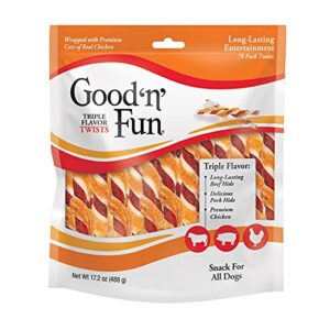 good'n'fun p-94188 triple flavor twists dog chews, one size