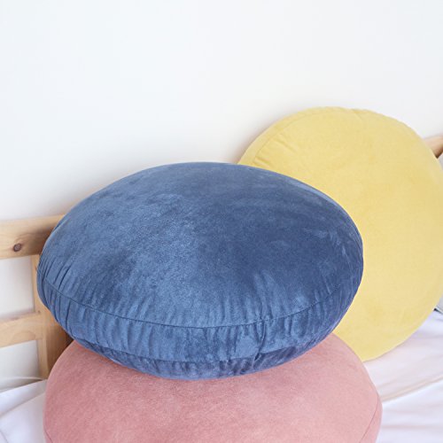 Hodeco Round Throw Pillow 16x16 Down-Like Polyester Super Soft Ultra Fluffy Feather-Like Touch Round Cushion for Couch Decorative Circle Round Floor Pillow for Kids Bed Sofa, 1 Piece, Navy Blue