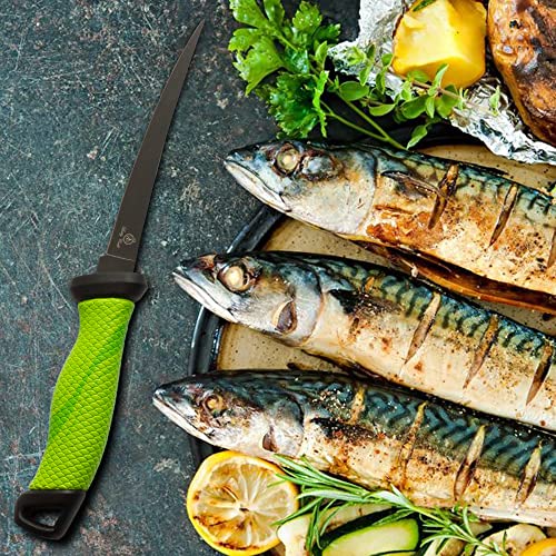 Lucky Cook Sharp Curved Fish Fillet Knife 6.5 inch, Flexible Thin and Sturdy Knife with Ergonomic Handle